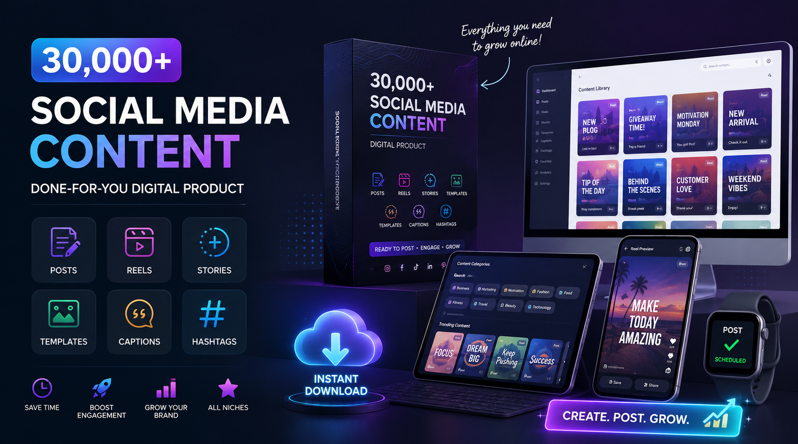 30,000+ Social Media Content
